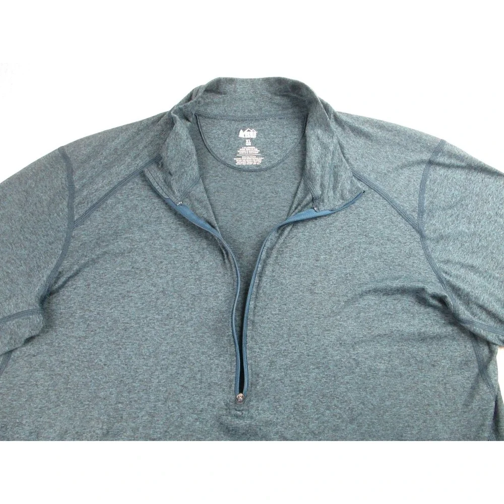REI Coop Sweater‎ Mens XL 1/2 Zip Pullover Hiking Green Stretch Active Light